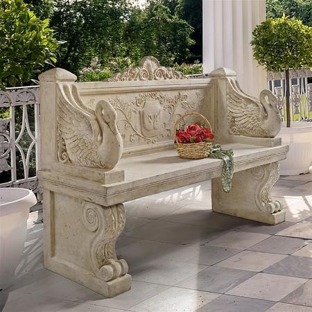 DESIGN TOSCANO Giant Neoclassical Swan Garden Bench NE90080